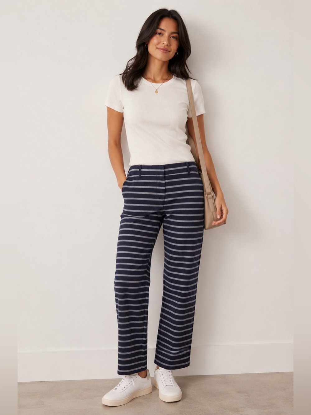 GAP Navy and Gray Striped Ankle Pants